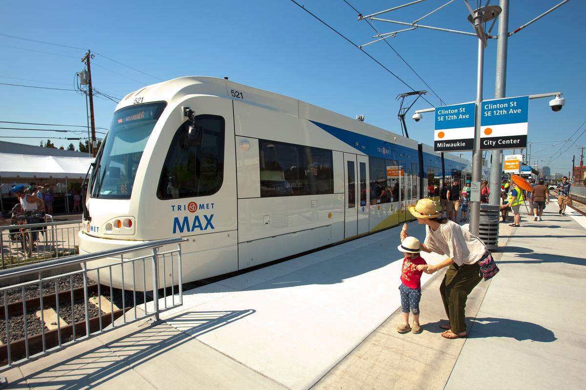 A TriMet light rail car in Portland. The region’s Metro Council has coordinated transportation and land use as the Portland area grows. Proposals for rail-based transit in Boise have gone nowhere.