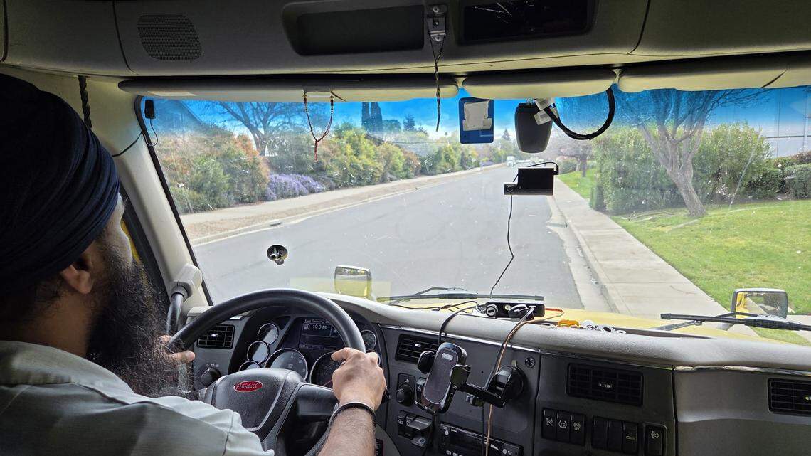 Amarjit Singh drives a commercial truck.