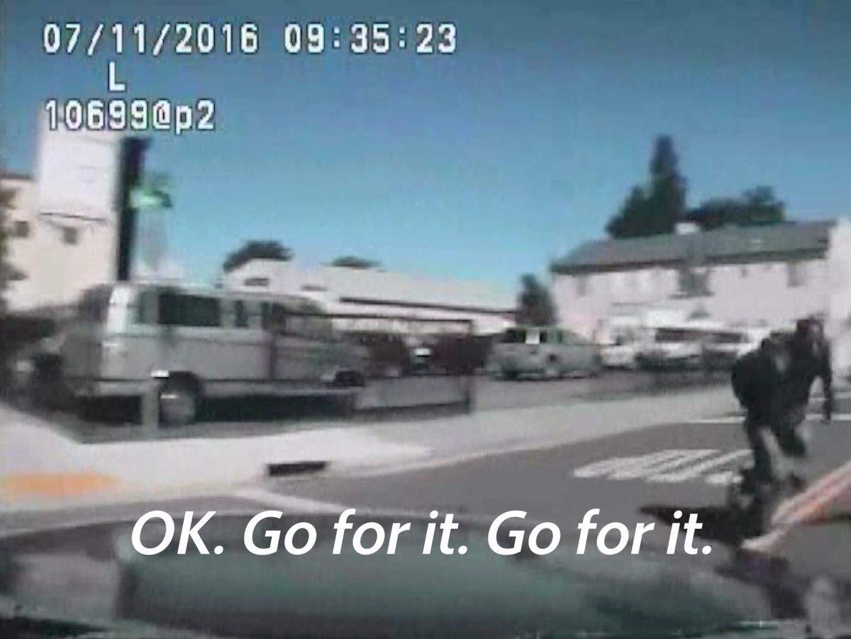 Two Sacramento police officers attempted to run over Joseph Mann, a mentall ill homeless man, with their car less than 35 seconds before they shot and killed him, according to recordings