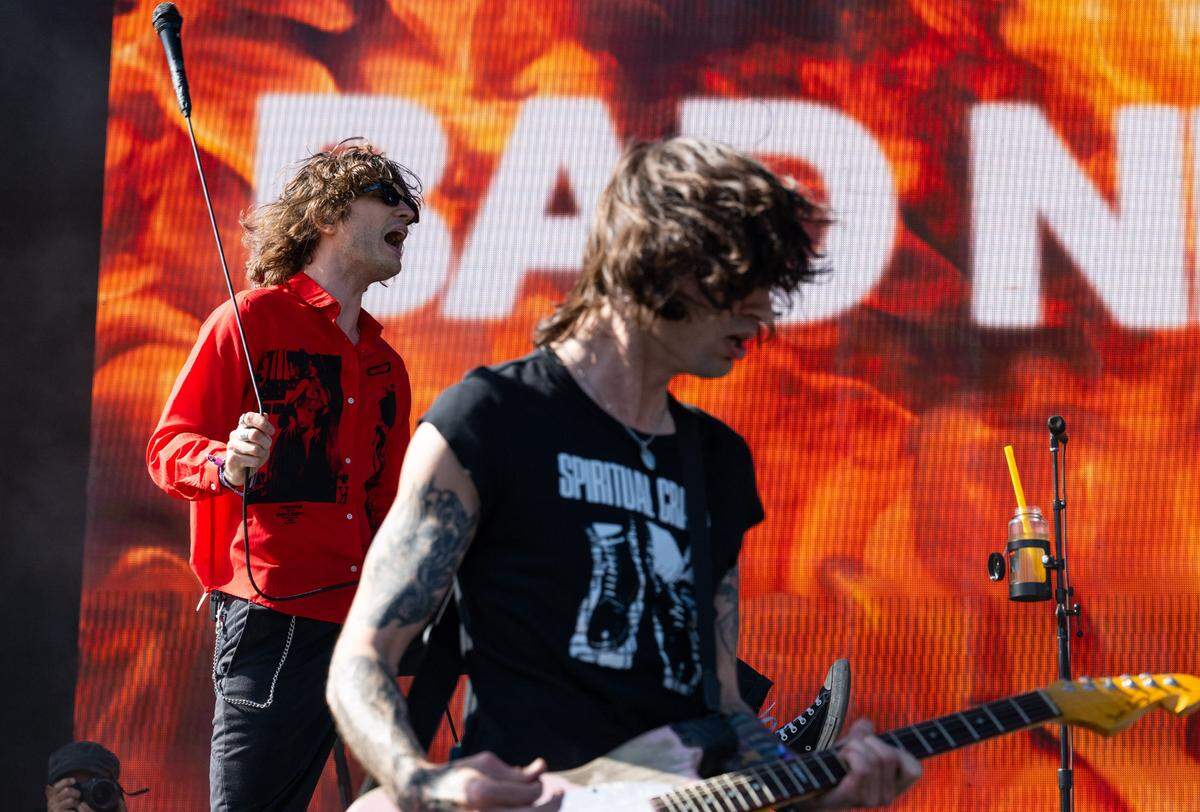Bobby Nerves, the lead singer of the group Bad Nerves, performs at BottleRock music festival in Napa on Friday, May 23, 2025. 