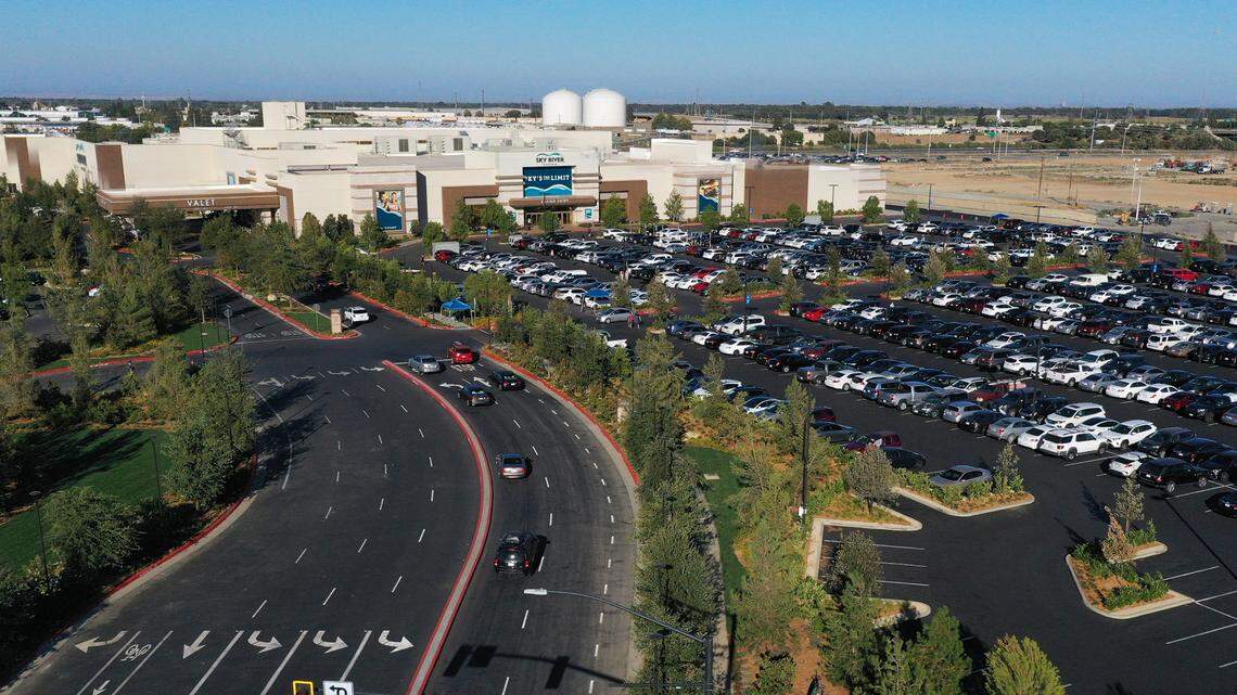 The parking lot looks full at the recently opened Sky River Casino in Elk Grove on Monday, Aug. 22, 2022.