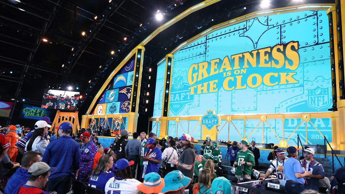 PITTSBURGH, PENNSYLVANIA - APRIL 23: Fans gather in front of the stage prior to Round One of the 2026 NFL Draft at Acrisure Stadium on April 23, 2026 in Pittsburgh, Pennsylvania. (Photo by Emilee Chinn/Getty Images)