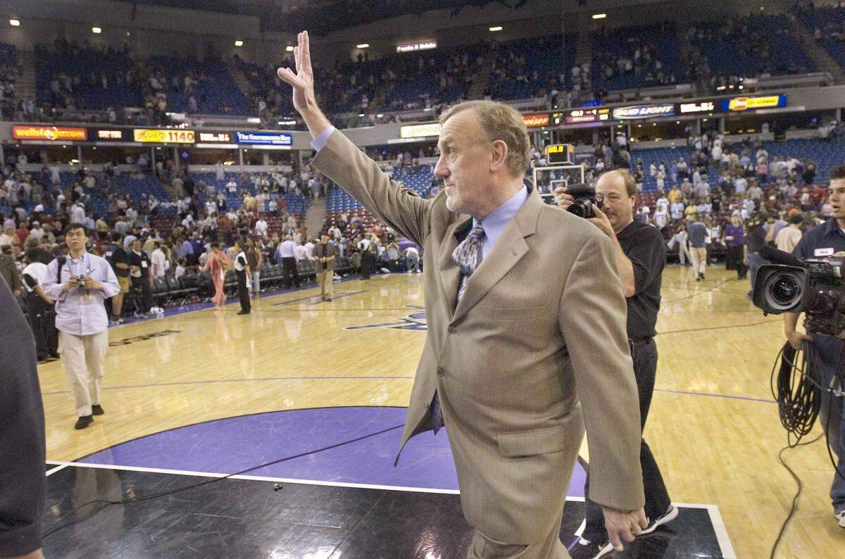 Sacramento Kings head coach Rick Adelman walks from the court after losing 105-83 in Game 6 of the Western Conference Playoffs between the Sacramento Kings and San Antonio Spurs at Arco Arena on May 5, 2006.