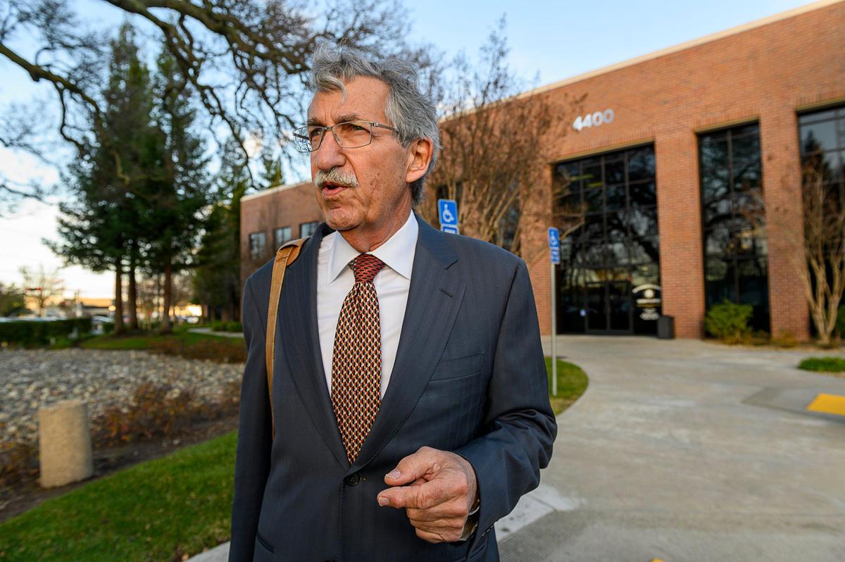 Attorney Mark Merin stands outside of the Sacramento County Sheriff’s Office waiting for the family of Antonio Lamar Thomas on Thursday, January 9, 2020. The family was summoned by the agency to view the video of Thomas after he was beaten inside his cell at the Sacramento County Main Jail. Thomas died Tuesday, January 21, 2020.