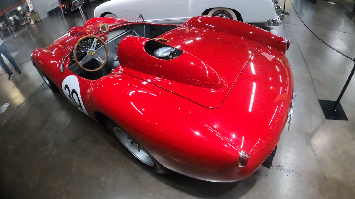 A 1957 Ferrari Testarossa used in the filming of “The Art of Racing in the Rain” sits in the California Automobile Museum. The museum has provided virtual videos and photos of this and other cars as the physical museum has been closed due to coronavirus.