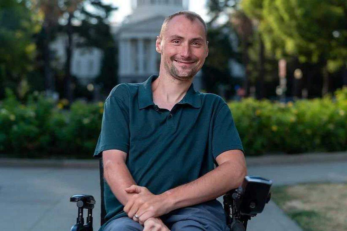 Braden Murphy, shown here on Saturday, July 30, 2022, will run against Assemblyman Josh Hoover and Folsom’s Vice Mayor YK Chalamcherla for California’s 7th District, which includes Rancho Cordova, Citrus Heights and Carmichael. Murphy, 33, was born with cerebral palsy, a disability he said he bears proudly.