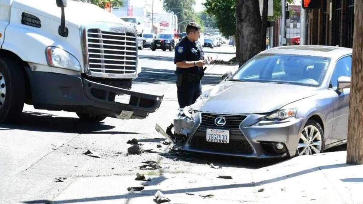 Police attend to an accident at 16th Street and Sproule Avenue on Thursday, July 11, 2019.