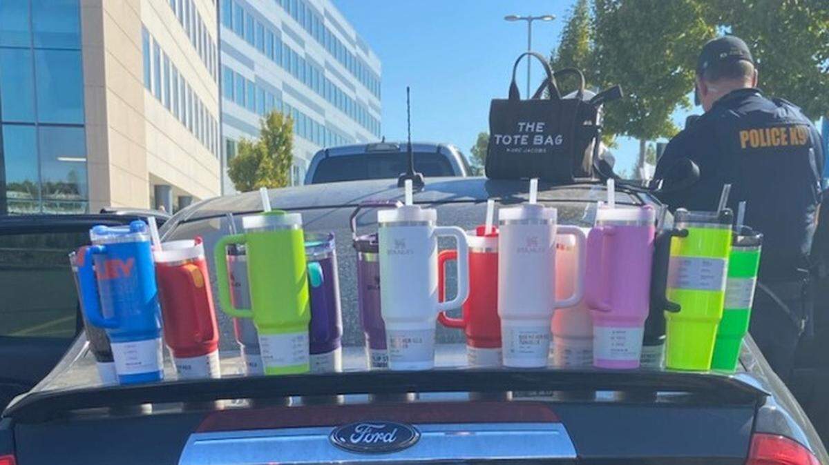 Roseville police on Wednesday arrested two suspects accused of stealing roughly two dozen Stanley drink cups from a Dick’s Sporting Goods store.