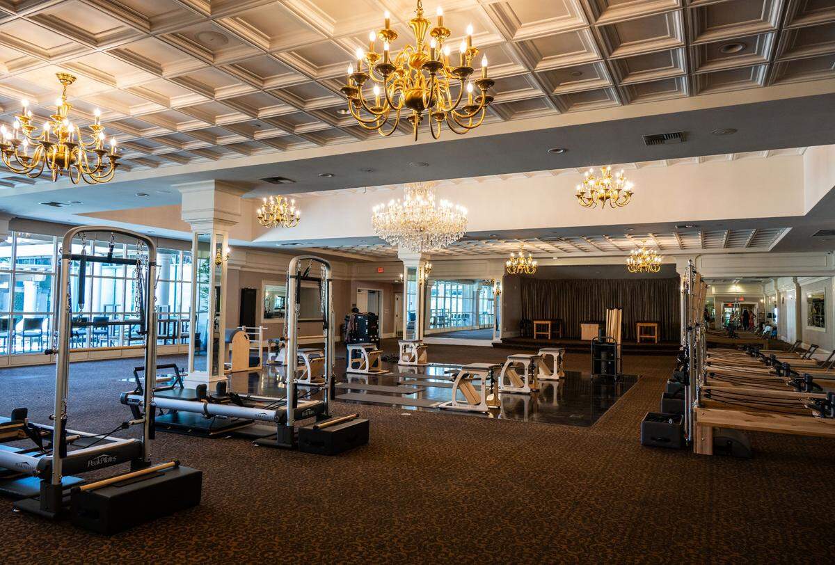 The pilates studio at Life Time Arden fitness club on Thursday. The space retains some of the original decor from its predecessor, the Arden Hills Athletic & Social Club, offering a “nostalgic” feel.