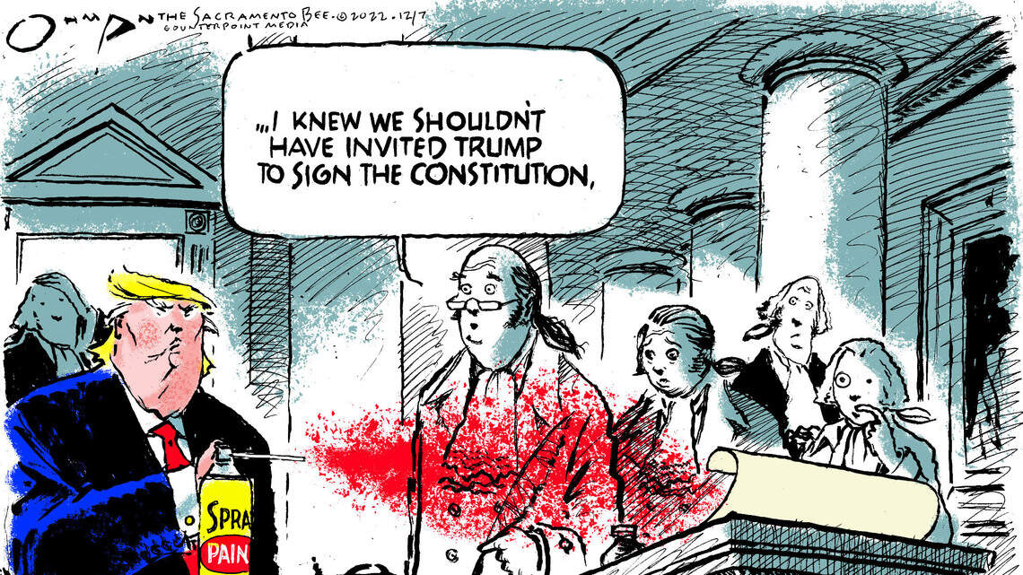 Jack Ohman: Trump’s autograph on the US Constitution...