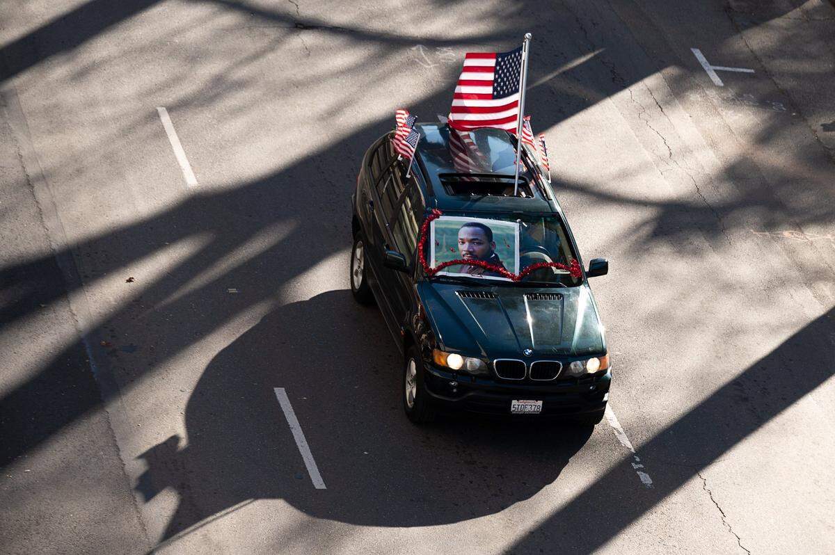 Hundreds of vehicles participated in the #ReclaimMLK Day car caravan in celebration of Martin Luther King Jr. Day on Monday.