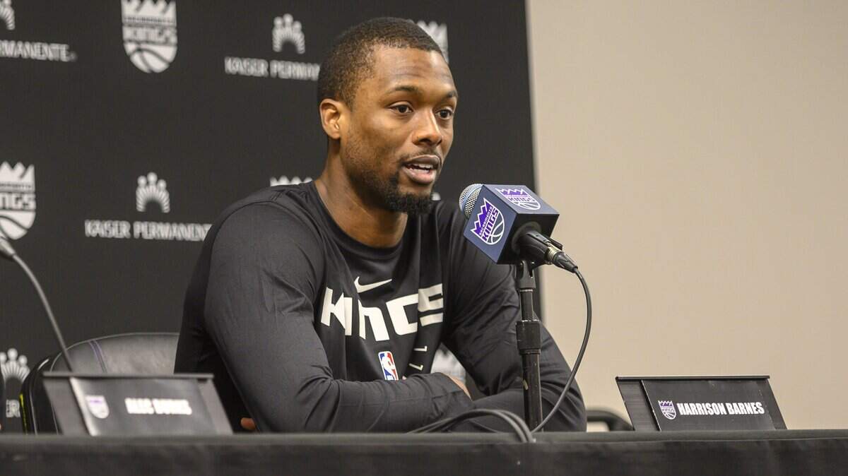Harrison Barnes talks about joining the Sacramento Kings at a news conference Friday, Feb. 8, 2019 at Golden 1 Center.