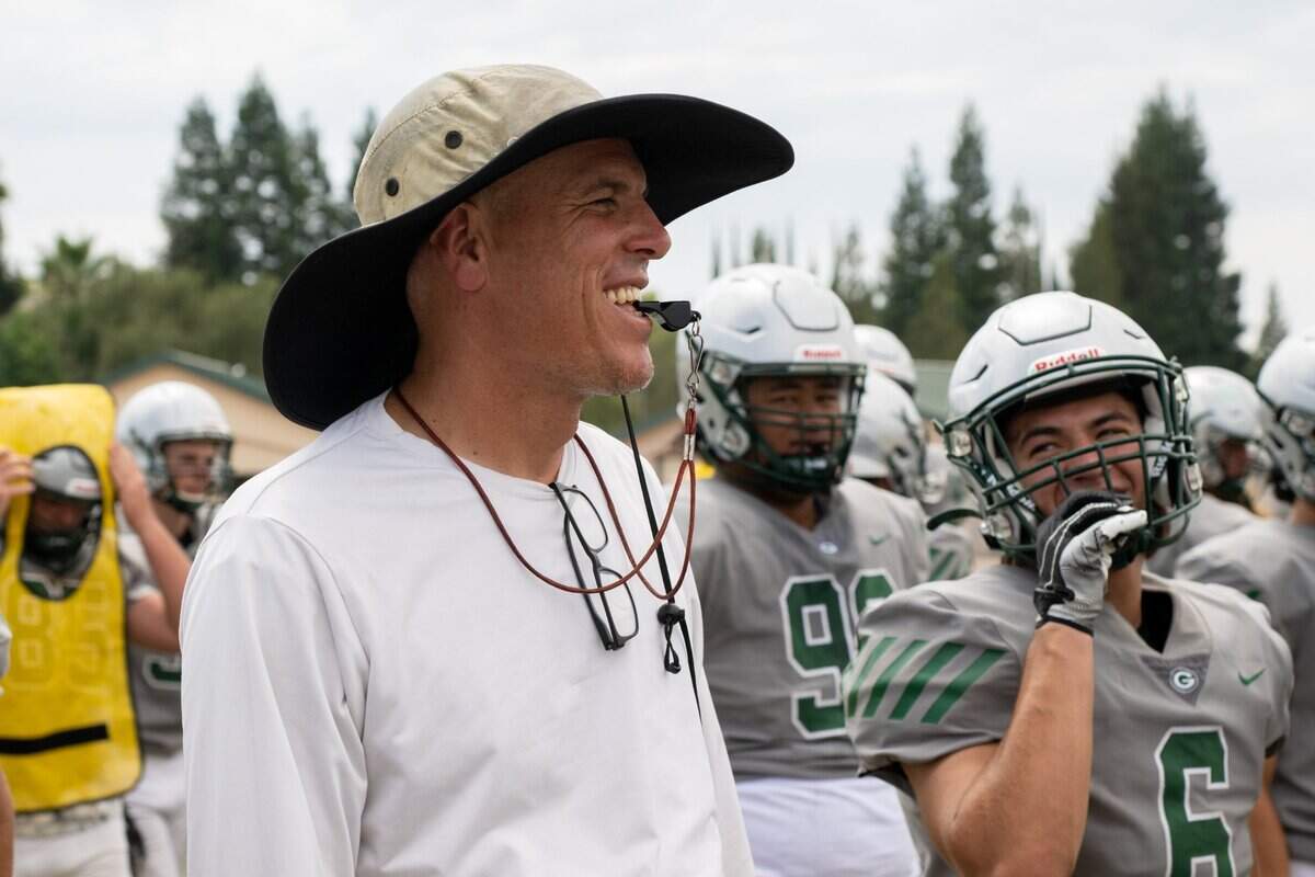 Granite Bay coach Joe Cattolico watches his players during a practice at the Granite Bay High School earlier this month.