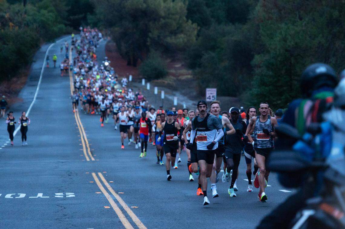 Runners compete in the 2022 California International Marathon from Folsom to the state Capitol on Sunday, Dec. 4, 2022.