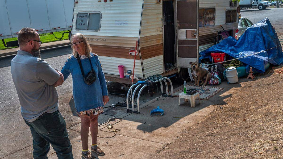Sharon Catron, 62, said meeting with Nathan Cox of the city of Sacramento’s new Department of Community Response on Wednesday, Sept. 15, 2021, “gave her hope.” She explained how she became homeless after her husbands death. It took every penny I had, otherwise they would have cremated him as a pauper,” said Catron. “We should have had life insurance but we didnt. Cox was looking for a different incident report when he met Catron. Calls can come from the citys 311 line, or 911 dispatchers can transfer calls to DCR if they do not involve a crime.
