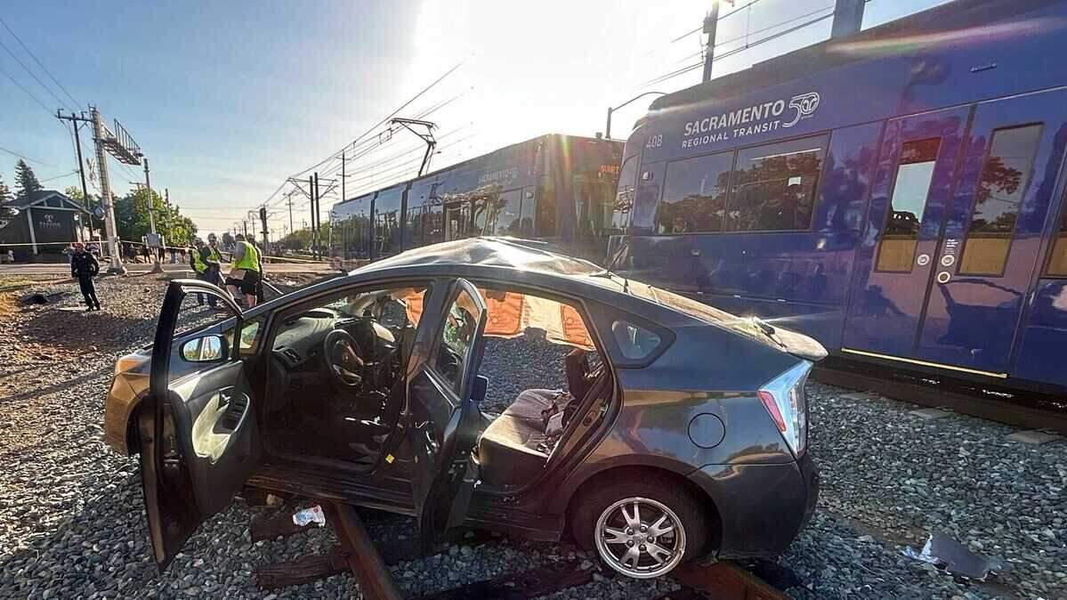 One person died and two people suffered critical injuries Thursday when a Sacramento Regional light rail train struck a car near the intersection of Mills Park Drive and Folsom Boulevard in Rancho Cordova.