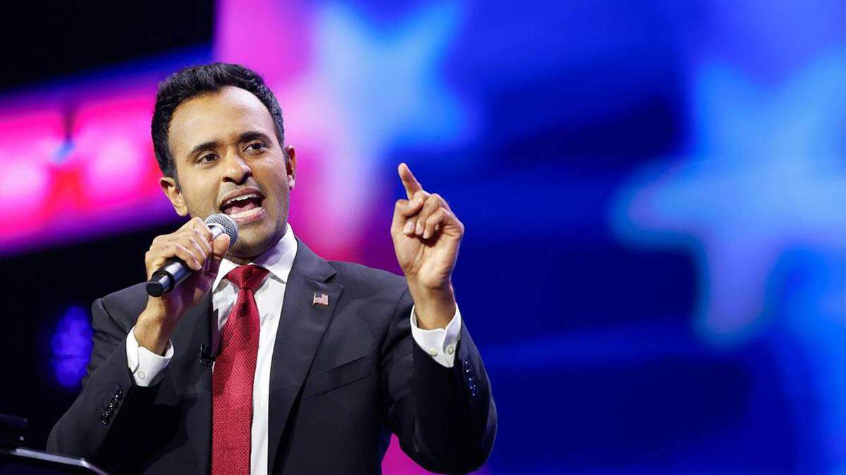 Vivek Ramaswamy speaks during the Turning Point Action Conference in West Palm Beach, Fla., on Saturday, July 15, 2023.