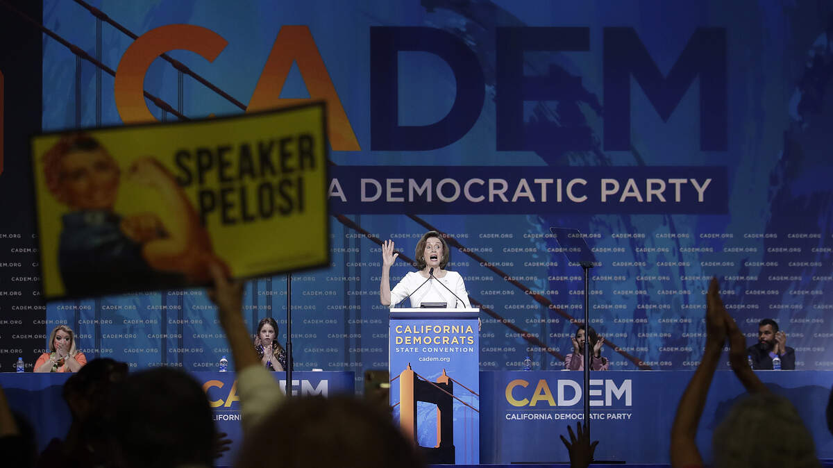 Speaker of the House Nancy Pelosi, D-Calif., speaks during the 2019 California Democratic Party State Organizing Convention in San Francisco, Saturday, June 1, 2019. (AP Photo/Jeff Chiu)