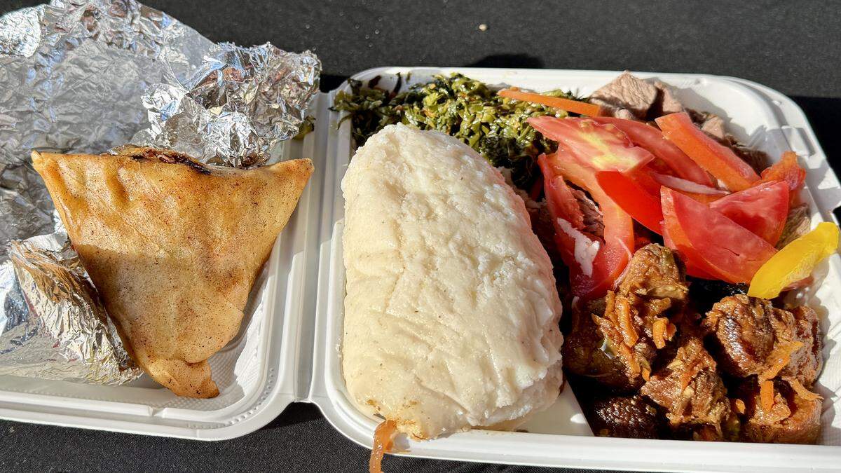Sacramento-area farm The Village served nyama choma (barbecued goat) and kitimoto (stewed pork) with samosas, collard greens and ugali, a paste made from corn flour at their Taste of East Africa event on Sunday, Jan. 18.