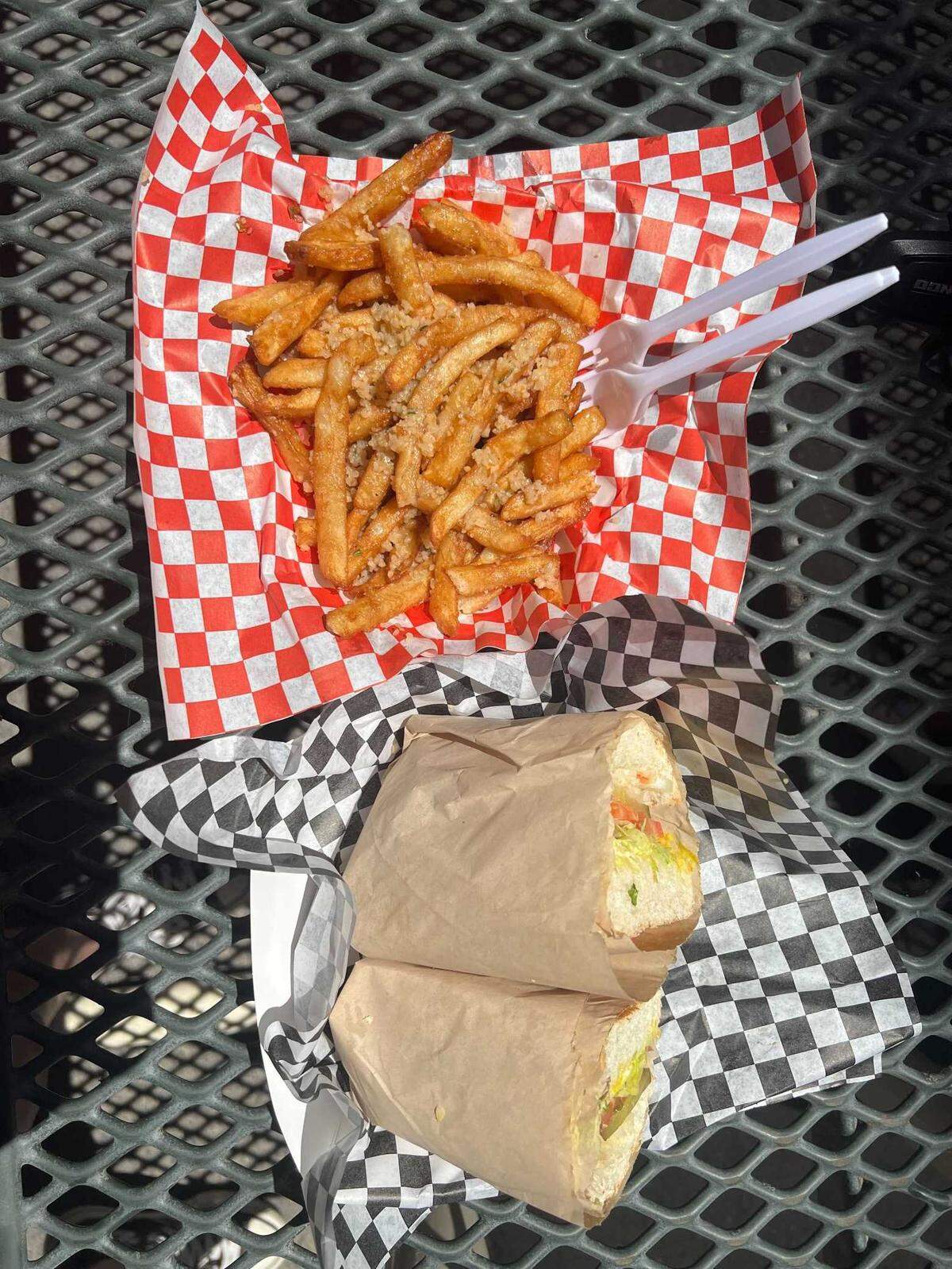 Garlic fries and Veggie Grinder from Always Fresh Grinders at the California State Fair.