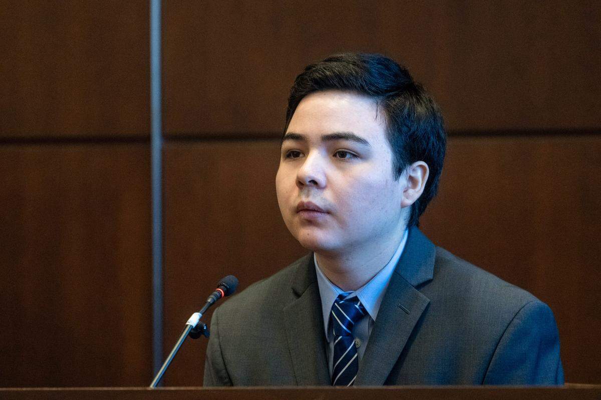 Carlos Reales Dominguez, the former UC Davis student accused of a stabbing spree in Davis, takes the stand in his defense Monday in Yolo Superior Court in Woodland.