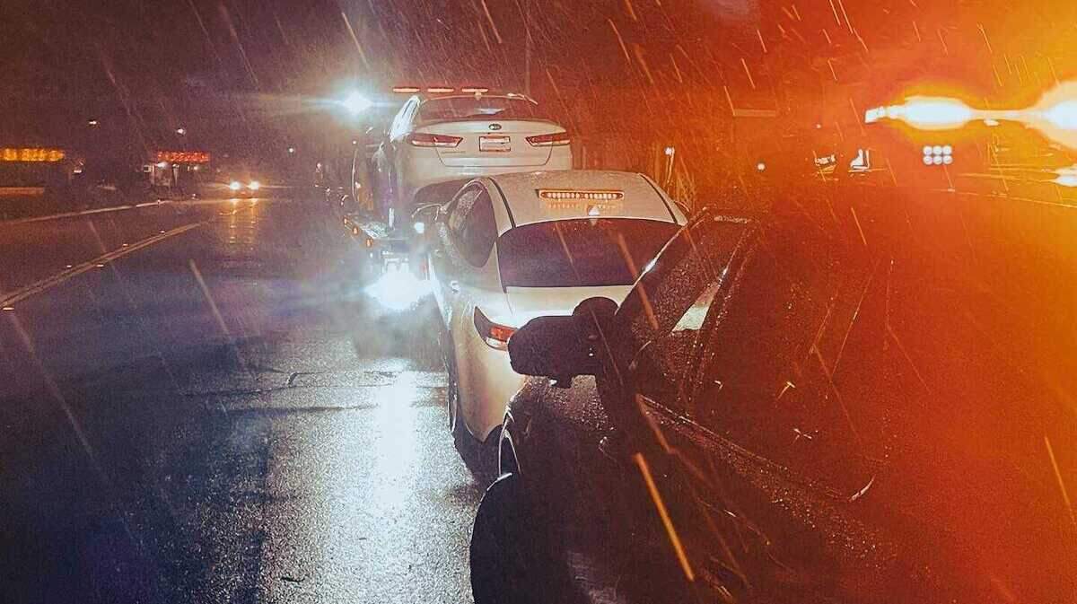 Elk Grove police officers recovered two stolen white Kia sedans Saturday, Jan. 7, 2023, and arrested two teenage brothers who were driving the cars.