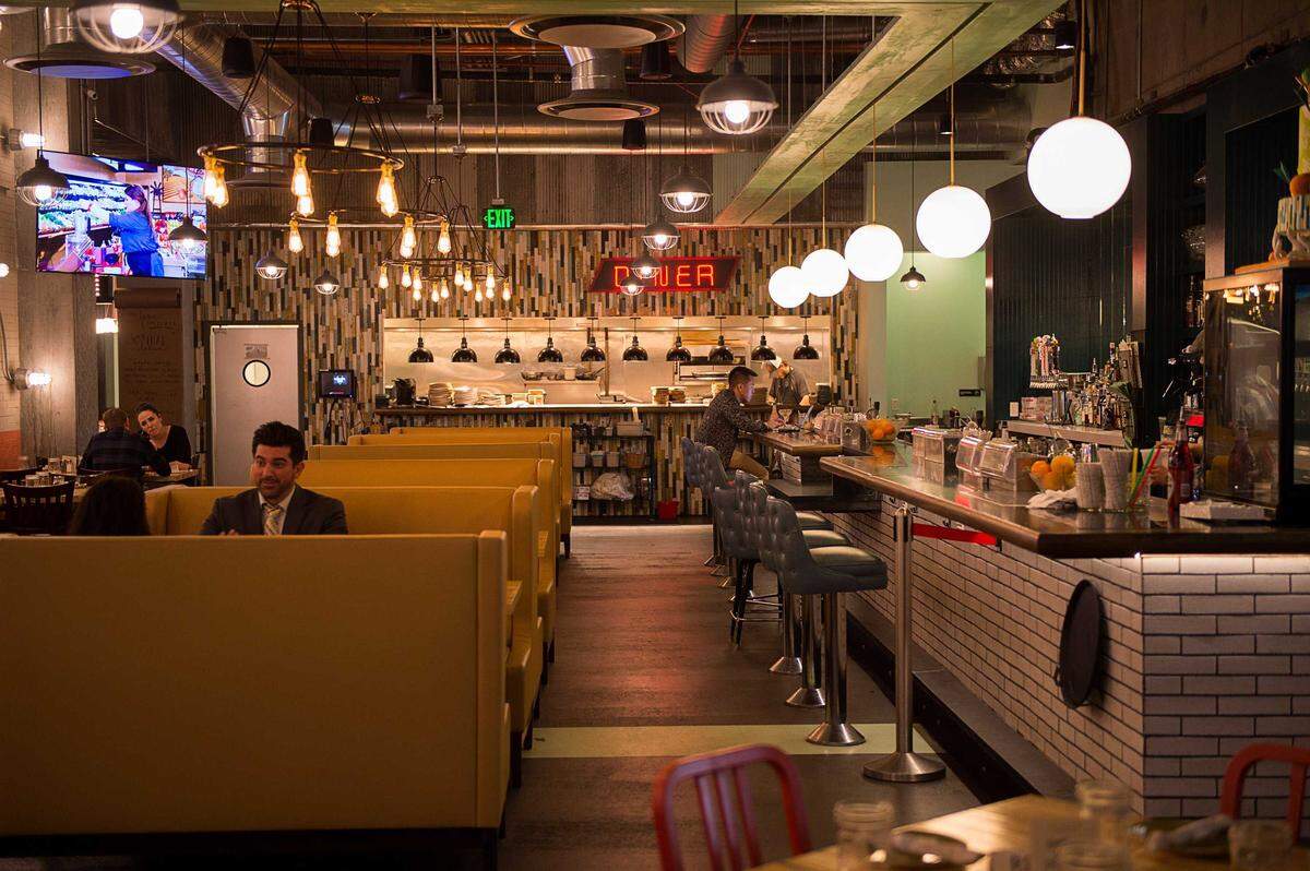 The diner area inside Punch Bowl Social is seen in 2018. The 23,000-square-foot venue opened in 2017 as an anchor tenant of the Downtown Commons redevelopment next to Golden 1 Center.