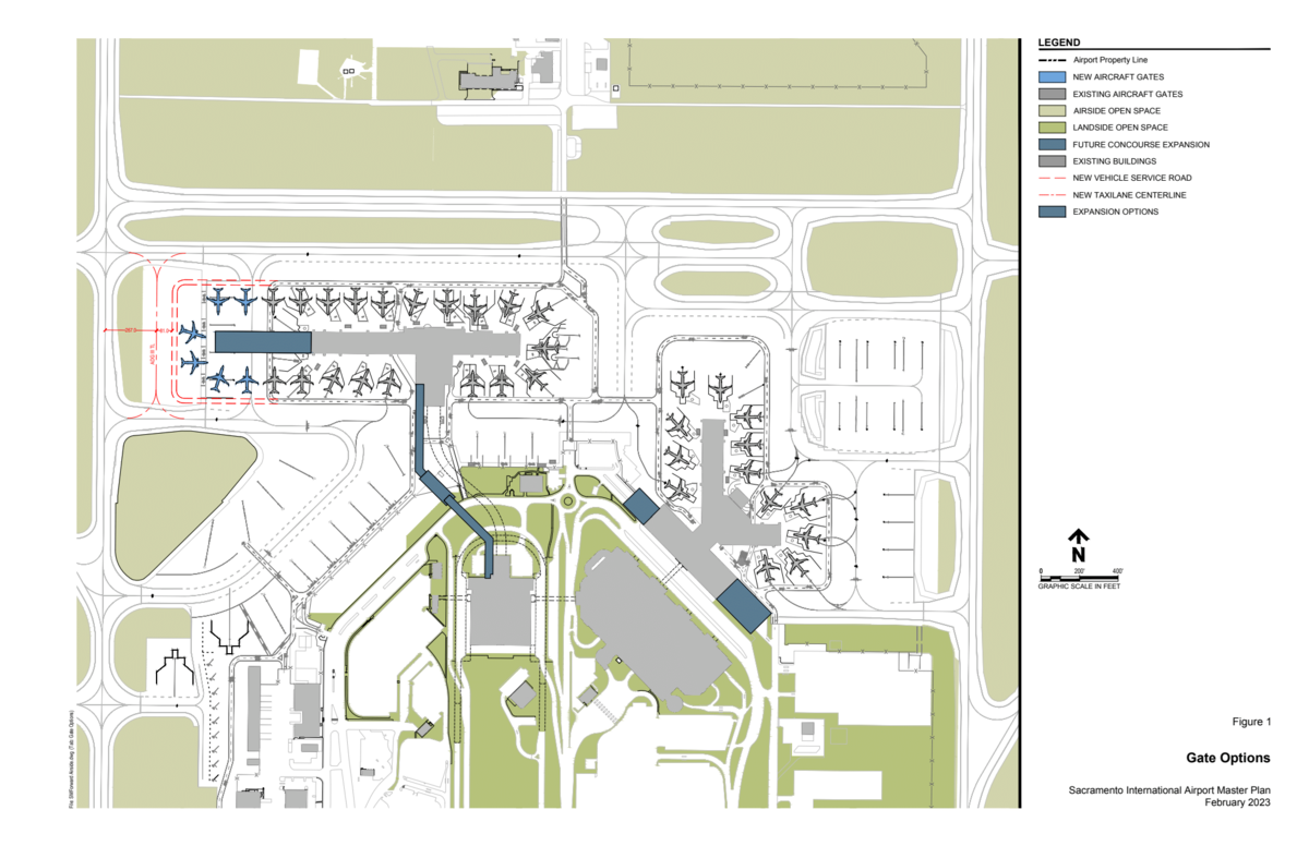 Sacramento International Airport SMForward plan gate options.