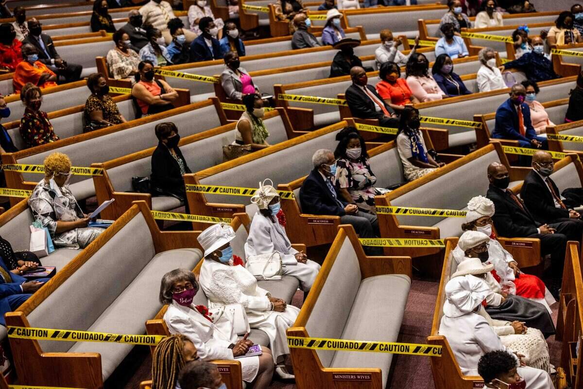 Seats were cordoned off to ensure social distancing.