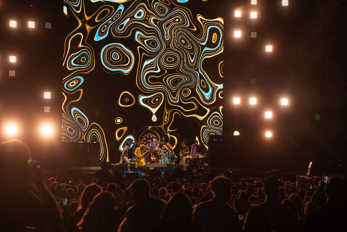 Red Hot Chili Peppers perform at the Toyota Amphitheatre near Wheatland on Sunday, June 2, 2024.