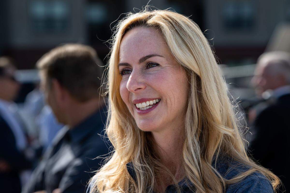Rachel Bardis, senior vice president of development for 29th Street Capital, attends the groundbreaking for the Township 9 Garden Apartments on Tuesday, May 9, 2023 in Sacramento’s River District. Her company brought the development, which as been more than 20 years in the making, out of receivership in 2018.