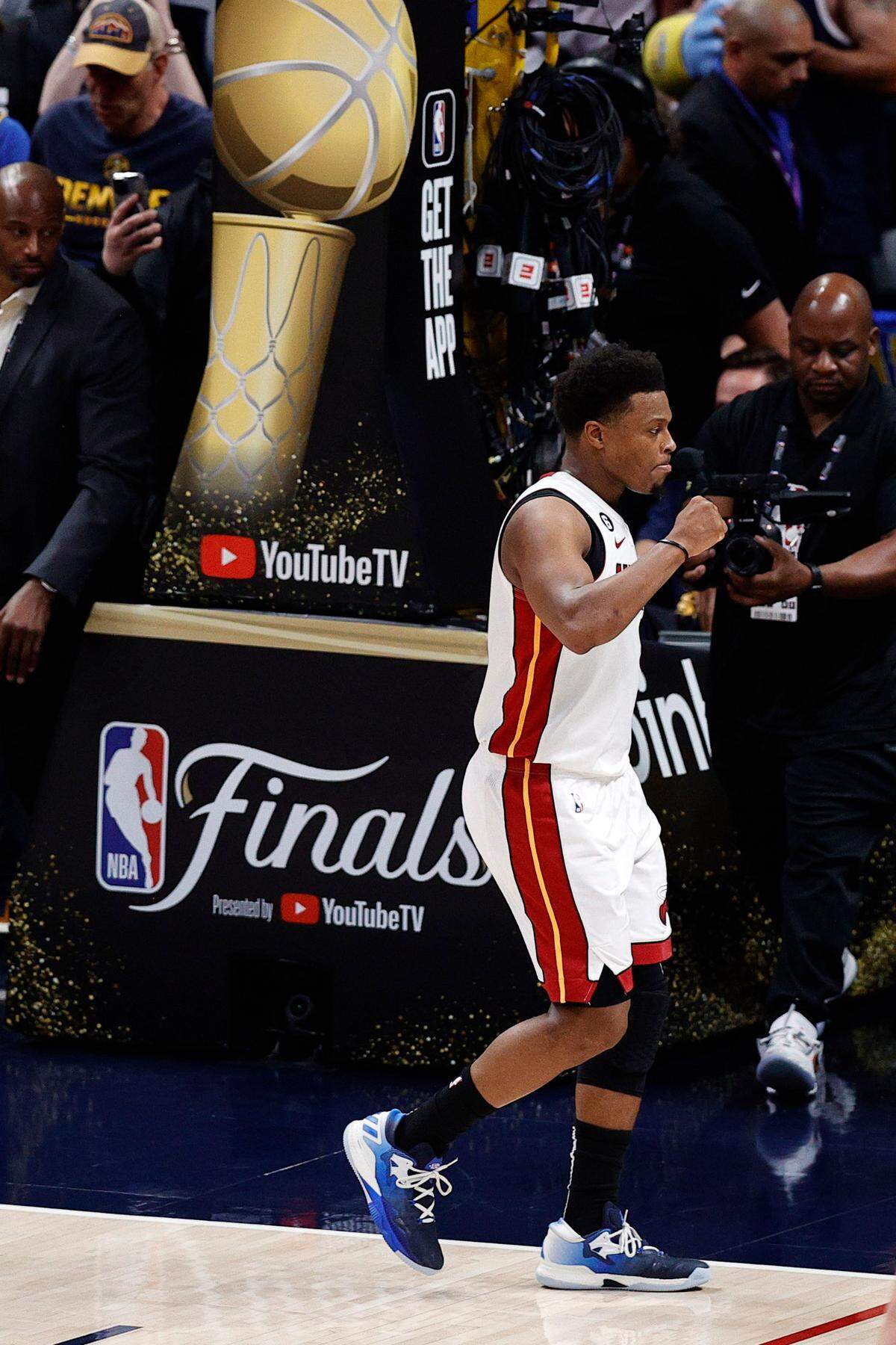 Miami Heat guard Kyle Lowry (7) leaves the court after defeating the Denver Nuggets in Game 2 of the 2023 NBA Finals on June 4, 2023, at Ball Arena in Denver, Colorado.