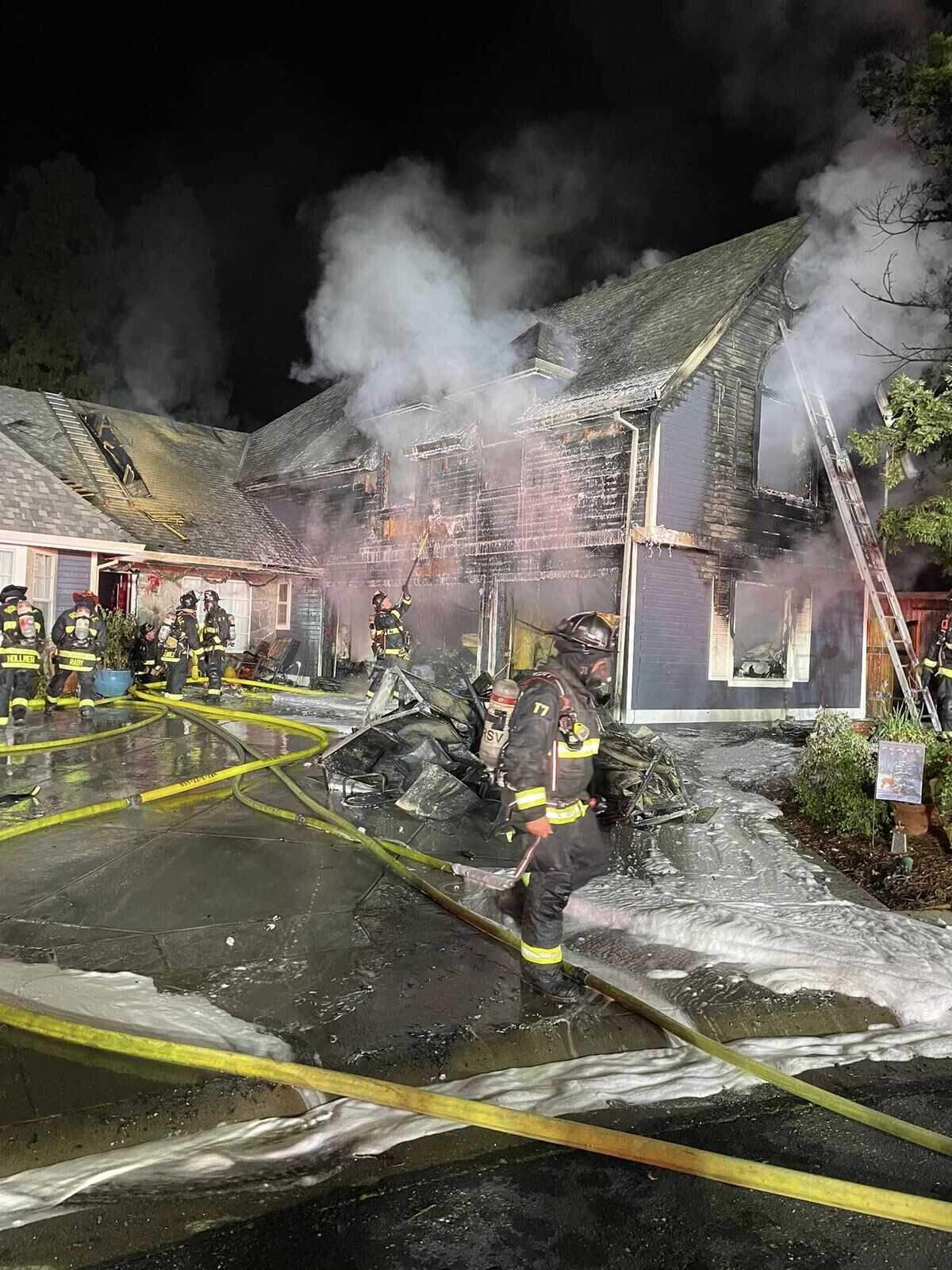 A two-alarm fire on Sunday night Dec. 24, 2023, burned a two-story house in the Pleasant Grove Neighborhood just west of Foothills Boulevard in Roseville, California.