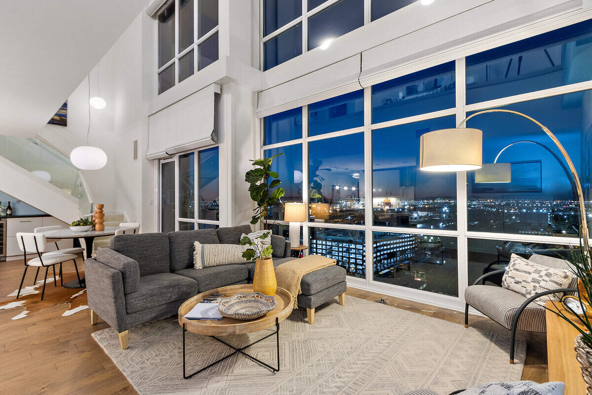 The penthouse has views of the Bay and Golden Gate bridges.