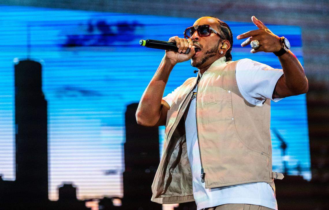 Ludacris performs for an overflow crowd on the Sky River Casino stage during opening night of the California State Fair at Cal Expo on Friday, July 11, 2025.