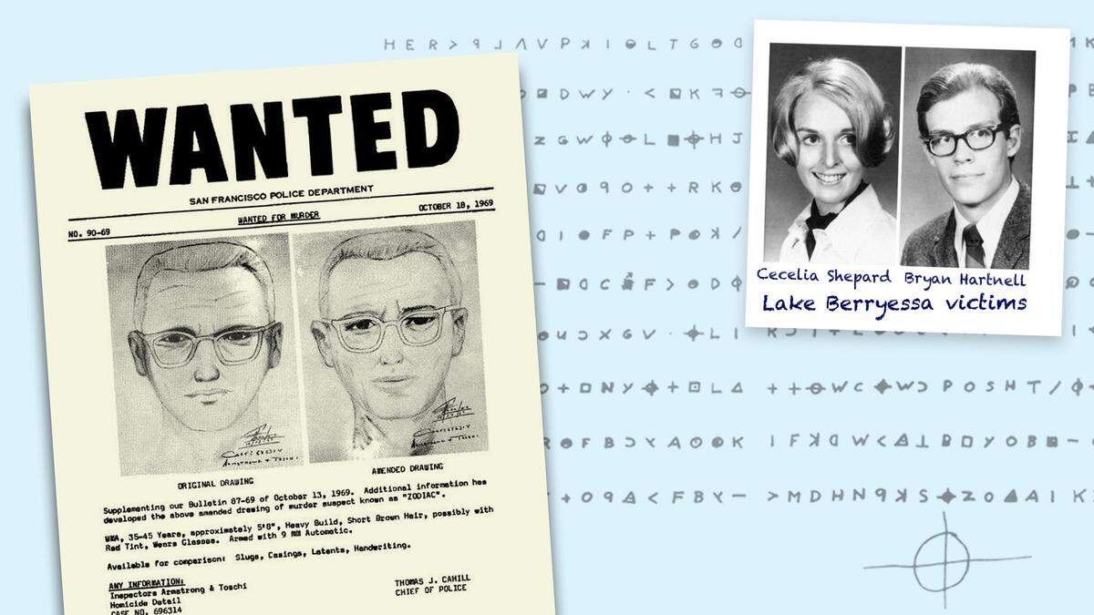 The Zodiac Killer was never caught. He is known to have attacked seven victims, killing five, in Benicia, Vallejo, Lake Berryessa and San Francisco. Two people survived, and the Zodiac claimed responsibility for many more deaths in letters, often signed with a symbol of a cross over a circle.
