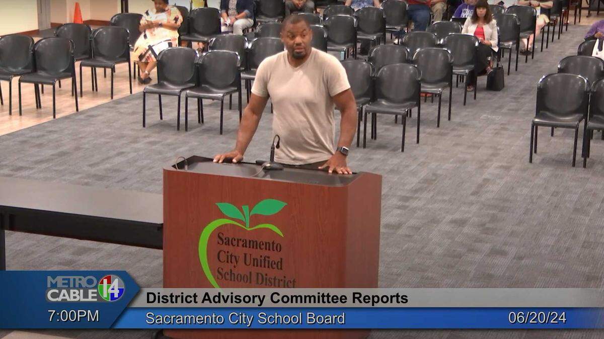 At a Sacramento City Unified School District board meeting on June 20, 2024, chair of the Black/African American Advisory Board Terrence Glandney made a stand demanding more recognition of the poor outcomes of Black students in the district.