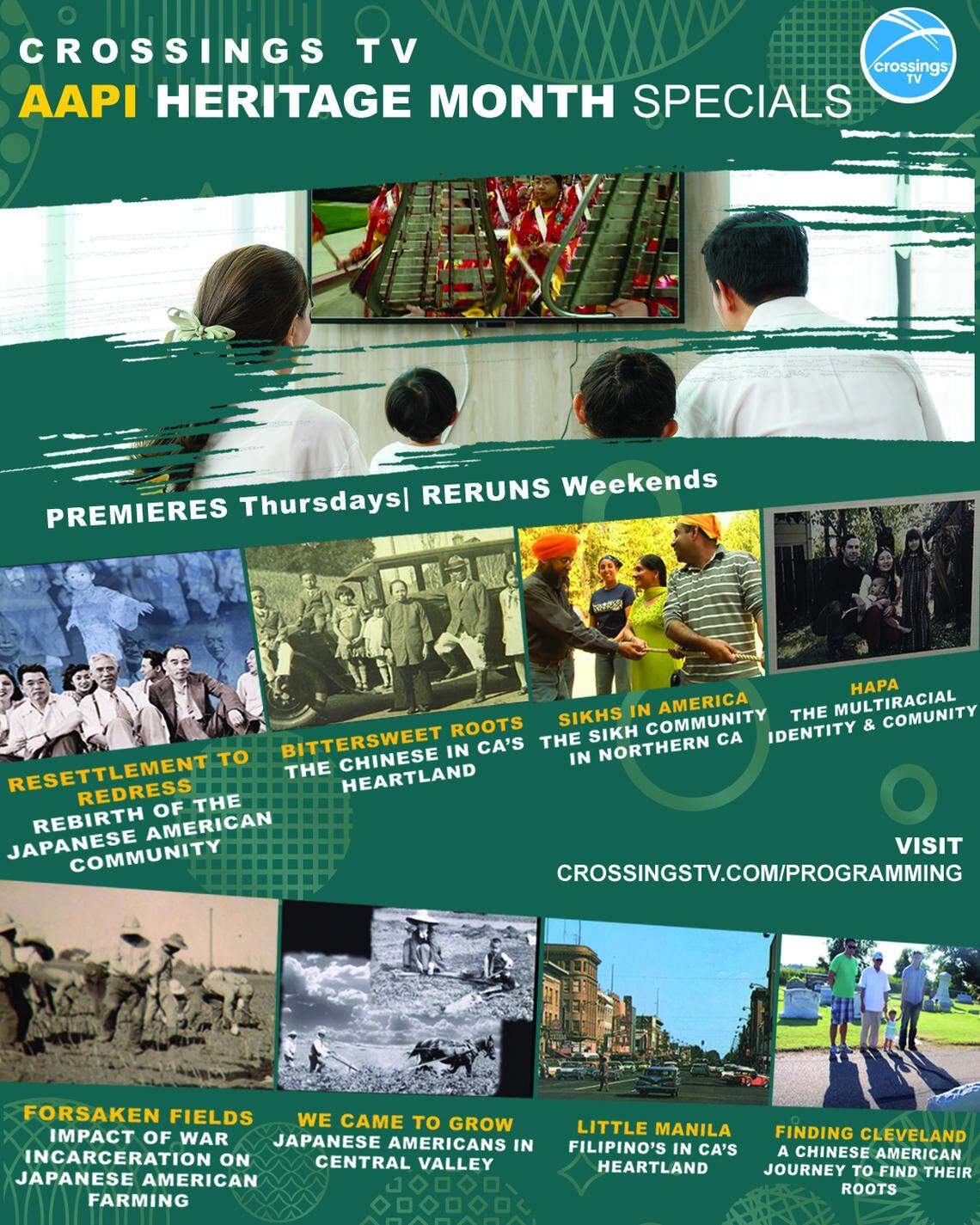 Crossings TV is airing a weekly series of documentaries on AAPI history and culture in California for APA Heritage Month.