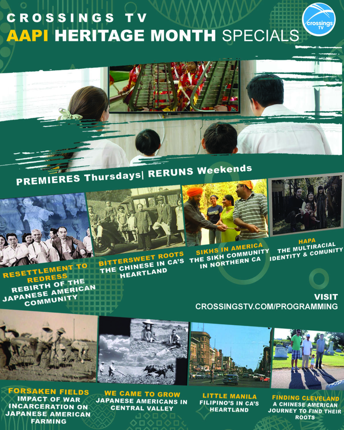 Crossings TV is airing a weekly series of documentaries on AAPI history and culture in California for APA Heritage Month.