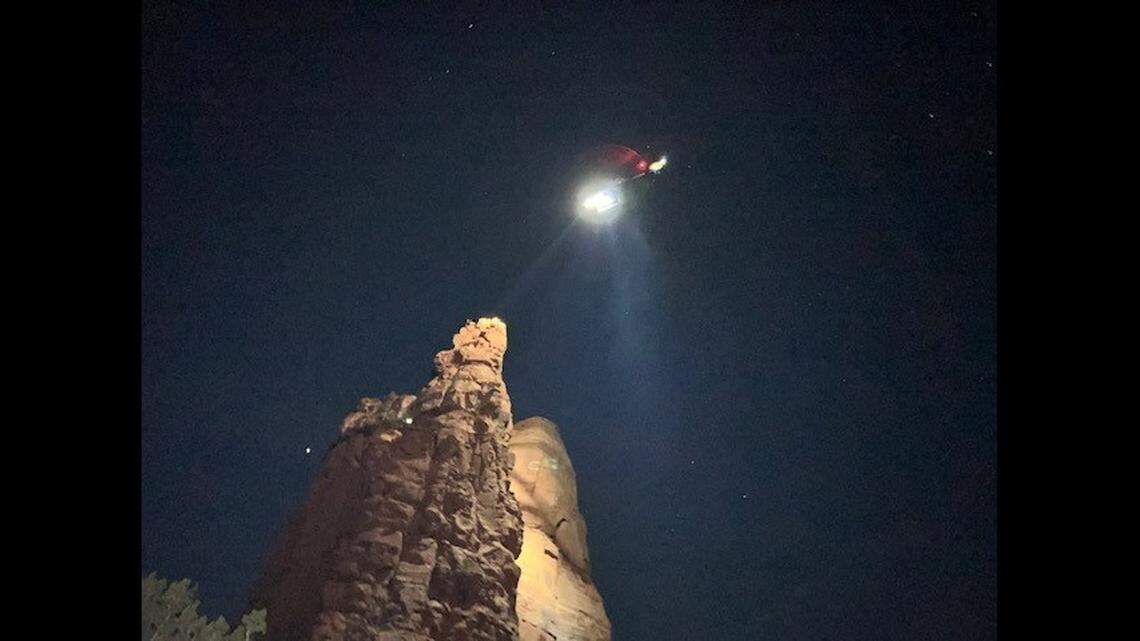 A rock climber became stranded on a spire 200 feet above ground after her leg got stuck in a crack, Arizona officials said.&nbsp;