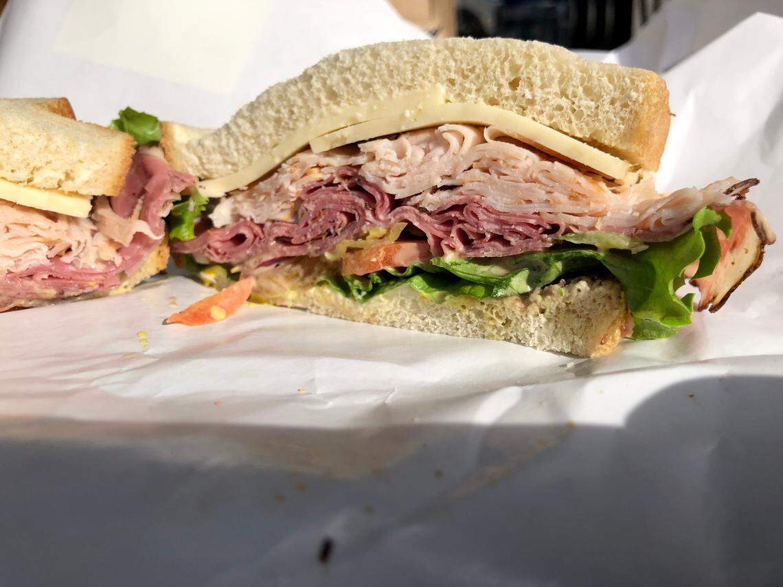 A turkey and pastrami sandwich from Newcastle Cheese Shop.