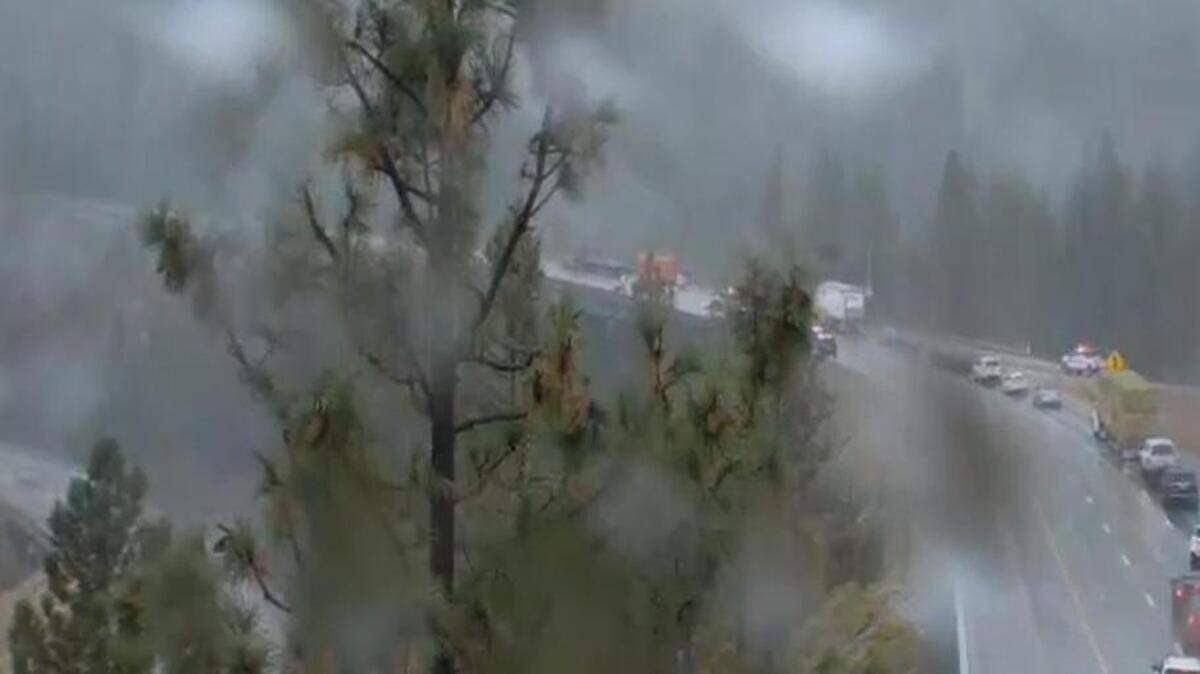 Westbound Interstate 80 at Donner Lake was closed Wednesday due to a jackknifed big rig.
