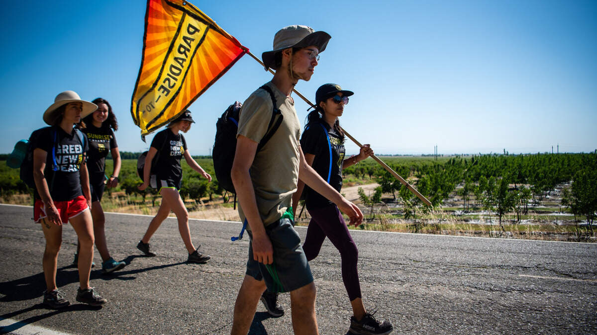 Young activists from Sonoma, Kern and San Diego counties are marching 266 miles from Paradise to San Francisco to pressure Nancy Pelosi and Dianne Feinstein to support an ambitious and equity-focused Civilian Climate Corps. The CCC would employ thousands to combat the climate crisis and is the first piece of implementing a Green New Deal. 