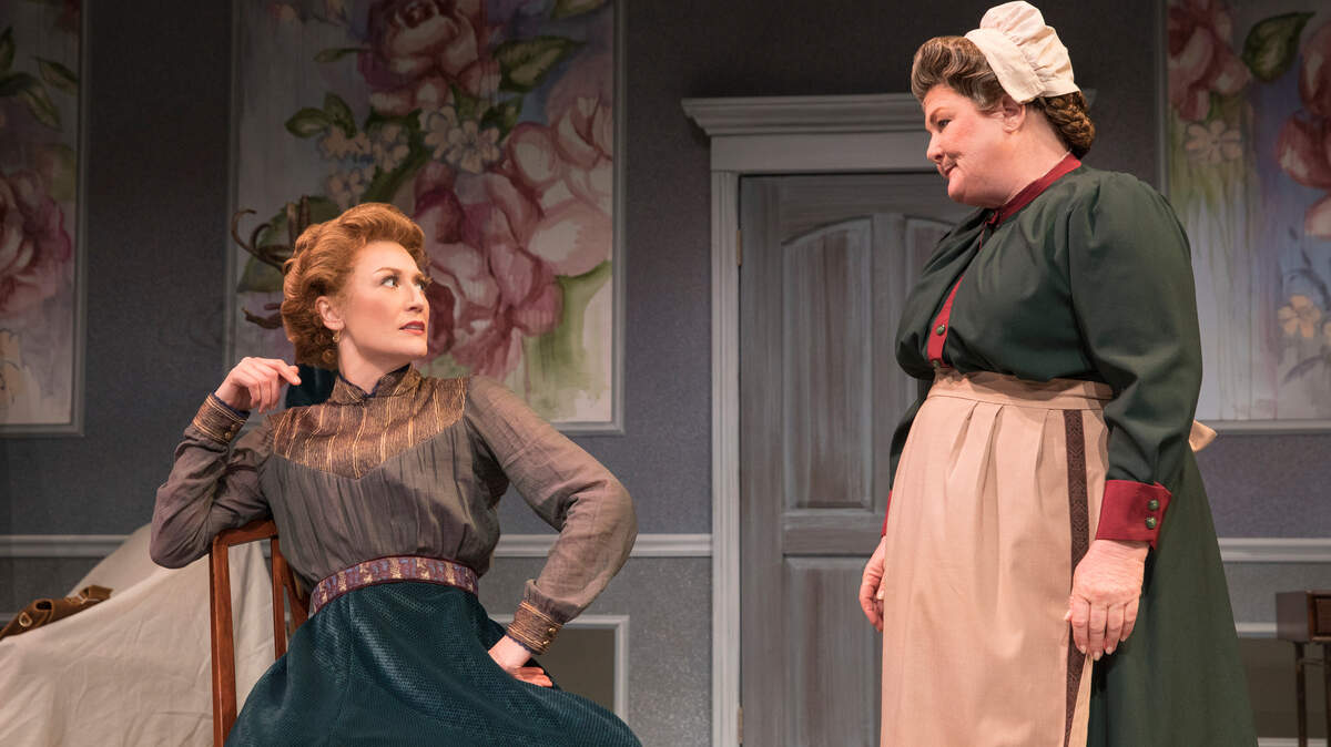 Nora, left, played by Melinda Parrett, and Anne Marie, played by Stephanie McVay, bring spark to the B Street Theatre production of “Doll’s House, Part 2.”