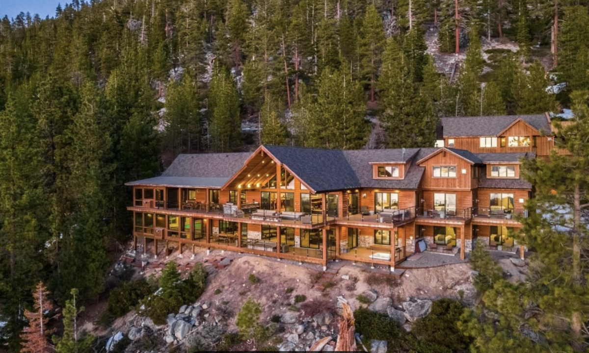 The Gunbarrel Lodge on a forested hillside near Heavenly Ski Resort in Lake Tahoe.