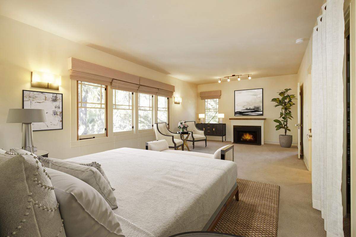 The spacious primary bedroom.