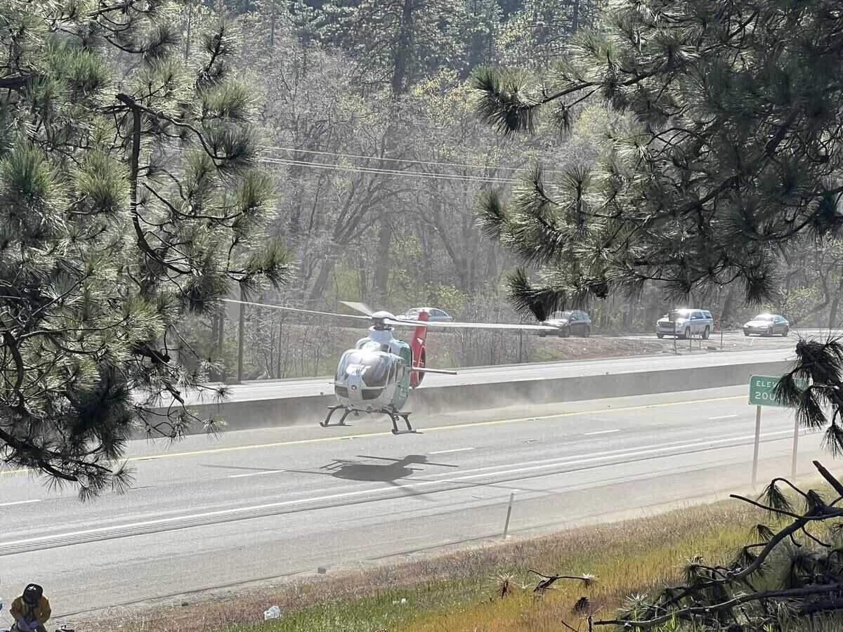 Authorities on Monday afternoon March 14, 2022, closed Interstate 80 in both directions due a possible gas leak after a truck hauling a propane tank overturned between Auburn and Colfax, California.
