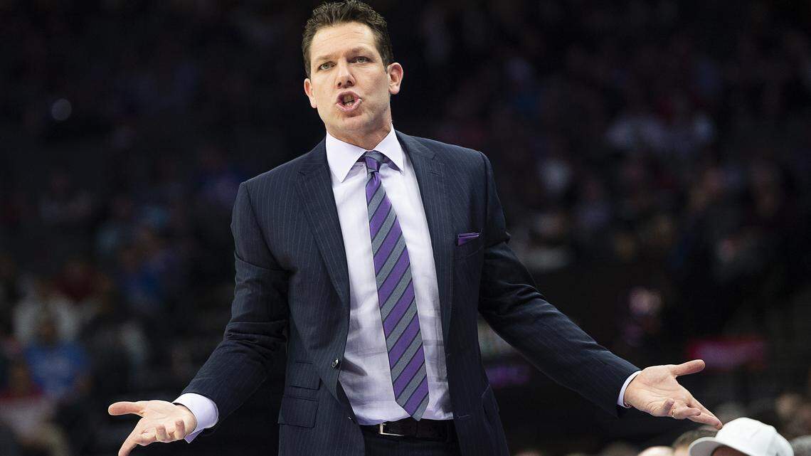 Sacramento Kings head coach Luke Walton reacts to official call during a game at the Golden 1 Center on Thursday, March 5, 2020 in Sacramento.