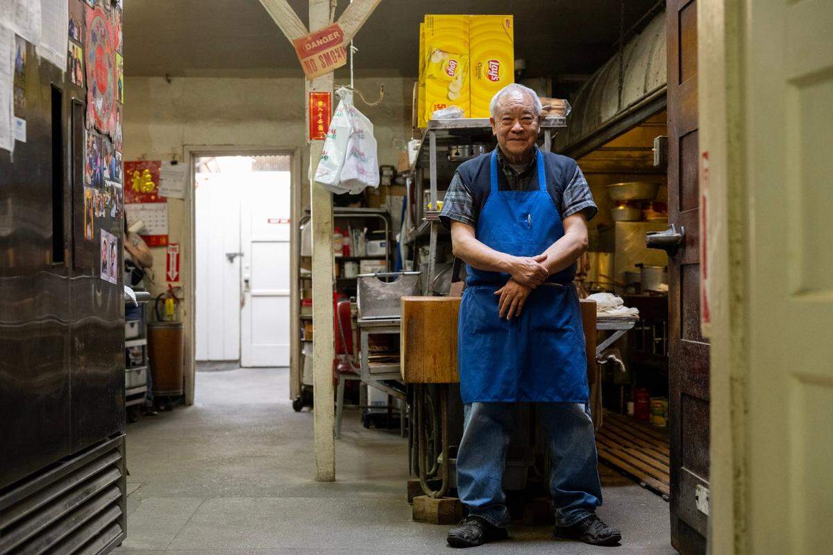 Paul Fong stands in the kitchen of the Chicago Cafe in Woodland in February.