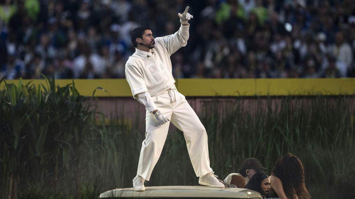 Bad Bunny performs during Super Bowl LX halftime show at Levi's Stadium on Sunday, Feb. 8, 2026.